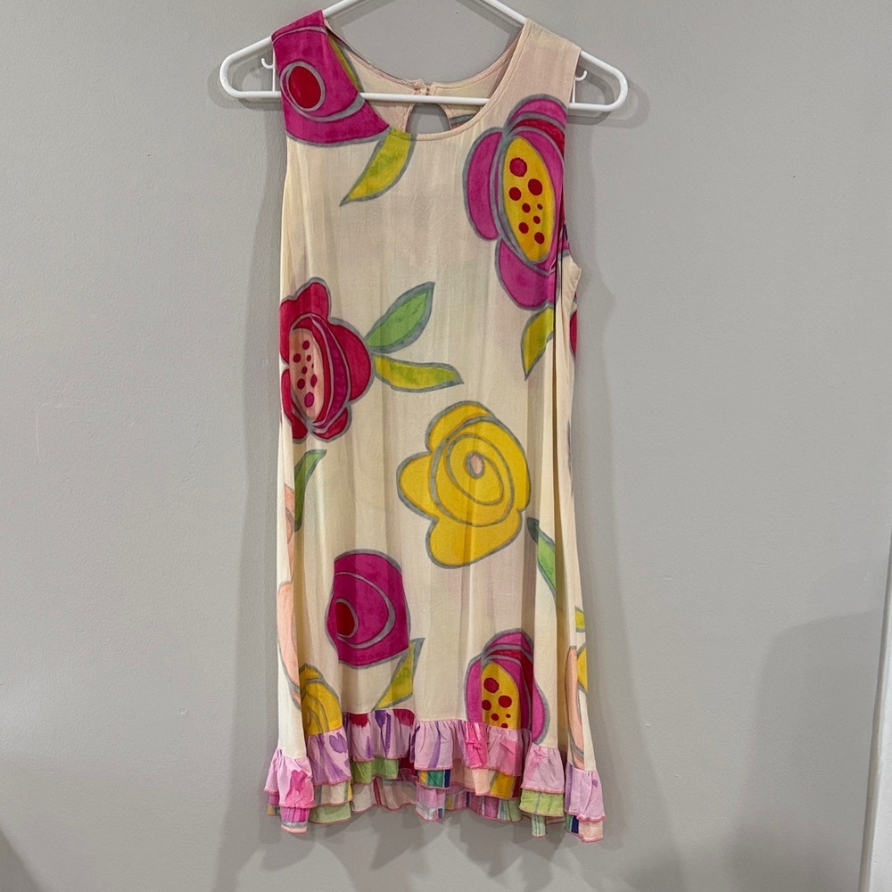 Vintage Jams World Kids Dress with Pink and Yellow Floral Design